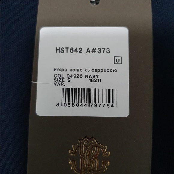 Roberto Cavalli Hoodie Men's Blue Sz Small NEW - Picture 5 of 12